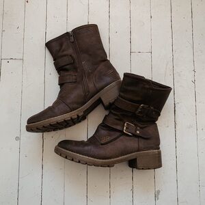 Global Win Dark Brown Combat Boots